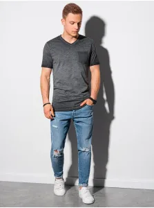 Čierne pánske tričko bez potlače Ombre Clothing S1388