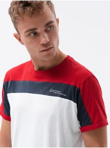 Tričká s krátkym rukávom pre mužov Ombre Clothing - biela, červená