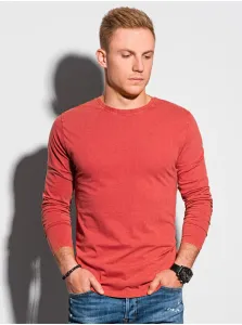 Pánske tričko s dlhým rukávom bez potlače L131 – červená - S #4489299