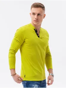 Tričká s dlhým rukávom pre mužov Ombre Clothing - žltá #798409