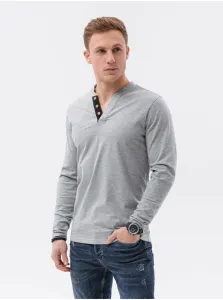 Tričká s dlhým rukávom pre mužov Ombre Clothing - svetlosivá