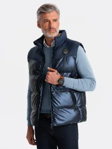 Ombre Men's quilted sleeveless glossy - navy blue