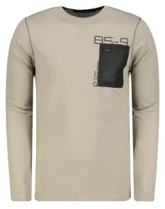 Chlapčenské tričko s dlhým rukávom a potlačou L130 – béžová - S