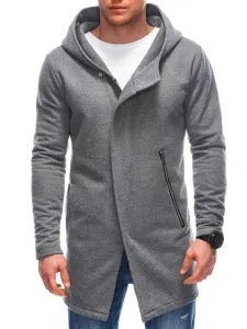 Edoti Men's asymmetrical unbuttoned hooded sweatshirt OM-SSZP-0111