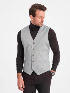 Ombre Men's jacquard suit vest without lapels - light grey