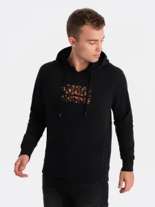 Ombre Men's kangaroo sweatshirt with hood and print - black #9091125