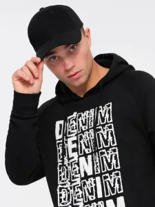 Ombre Men's unlined kangaroo sweatshirt with hood and print - black
