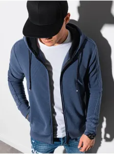 Tmavomodrá pánska mikina na zips s kapucňou Ombre Clothing B1157 #1048853