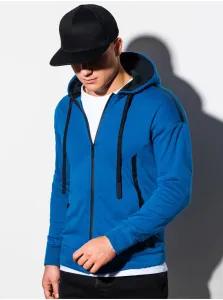 Modrá pánska mikina na zips s kapucňou Ombre Clothing B1076