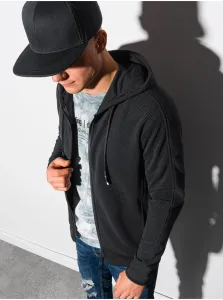 Čierna pánska mikina na zips s kapucňou Ombre Clothing B1157 #688261