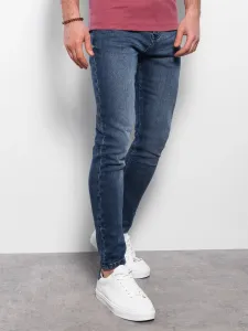 Ombre Pánske džínsové nohavice SKINNY FIT - námornícka modrá #7140673