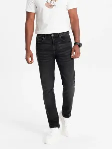 Ombre Spodnie męskie jeansowe SLIM FIT - czarne
