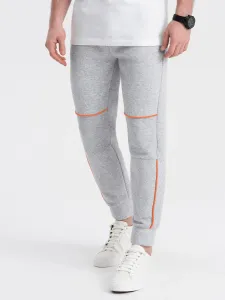 Ombre Men's sweatpants with contrast stitching - grey melange #8782620