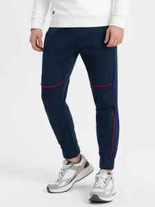 Ombre Men's sweatpants with contrast stitching - navy blue