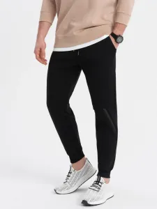 Ombre Men's sweatpants with stitching and zipper on leg - black