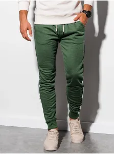 Tepláky pre mužov Ombre Clothing - zelená, biela #728274