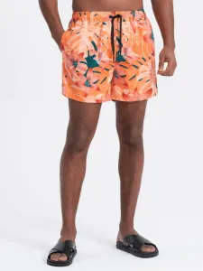 Ombre Men's swim shorts in floral motif - orange #9479159