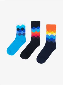 Sada troch párov farebných pánskych vzorovaných ponožiek Ombre Clothing V1 U242 #756592