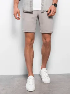 Ombre Men's knit shorts with elastic waistband - light grey #6882302