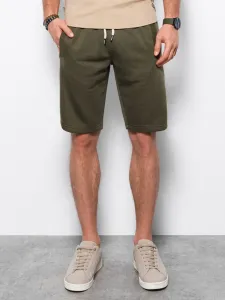 Ombre Men's short shorts with pockets - dark olive #6153458