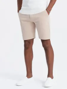 Ombre Men's structured knit shorts with chino pockets - beige #9252183