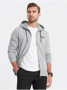 Ombre Men's unbuttoned hooded sweatshirt - grey melange #7695190