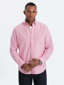 Elegantná ružová košeľa oxford V3 OM0108