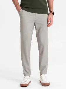 Trendy svetlo šedé chinos nohavice s elastickým pásom V1 PACP-0157