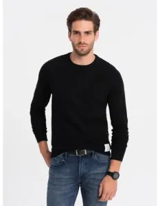 Pánsky textúrovaný sveter s výstrihom V4 OM-SWSW-0104 čierny