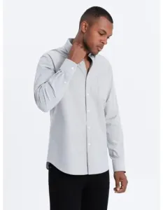 Pánska textilná košeľa Oxford REGULAR V2 OM-SHOS-0108 sivá