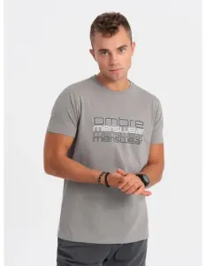 Pánske bavlnené tričko s potlačou V2 OM-TSPT-0160 sivá