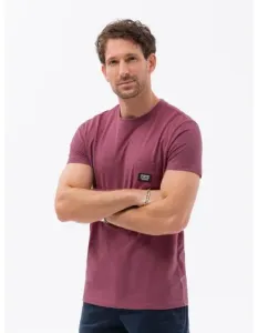 Pánske bavlnené tričko s vreckom tmavoružové V5 S1743