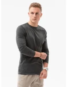 Pánske jednofarebné tričko s dlhým rukávom KEGAN dark grey
