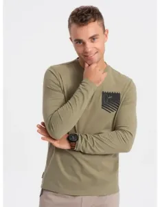 Pánske tričko s dlhým rukávom a potlačou V2 OM-LSPT-0118 zelené