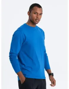 Pánske tričko s dlhým rukávom bez potlače V9 OM-LSBL-0106 modrá