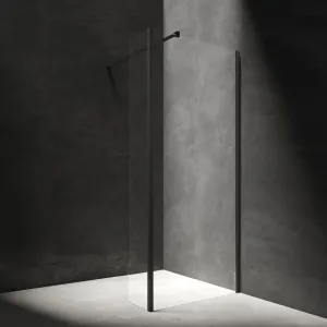 OMNIRES - MARINA walk-inwalk-in s bočnou stenou, 80 x 30 cm čierna mat / transparent /BLMTR/ MA8030BLTR