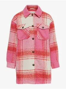 Ružová dievčenská kockovaná košeľová bunda ONLY Anja #593784