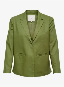 Zelená ľanová bunda ONLY CARMAKOMA Caro - Ženy #6703534