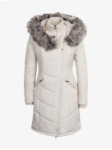 Krémový dámsky prešívaný zimný kabát ONLY New Linette