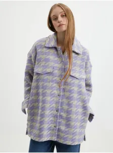 Béžovo-fialová kockovaná košeľová bunda ONLY Johanna #717082