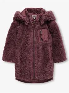 Vínová dievčenská bunda z umelého kožúšku ONLY New Sascha