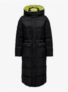 Čierny dámsky prešívaný zimný kabát s kapucňou ONLY Puk #599045