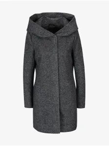 Tmavosivý melírovaný tenký kabát s kapucňou ONLY Sedona #584239