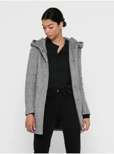 Svetlosivý melírovaný tenký kabát s kapucňou ONLY Sedona #584236