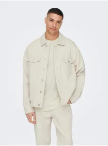 Krémová pánska džínsová bunda ONLY & SONS Rick #6846100
