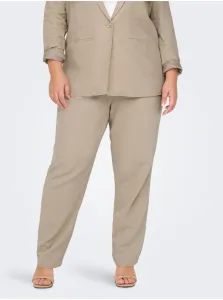 Beige women's linen trousers ONLY CARMAKOMA Caro - Ladies #6851518