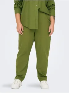 Zelené dámske ľanové nohavice ONLY CARMAKOMA Caro #6851525