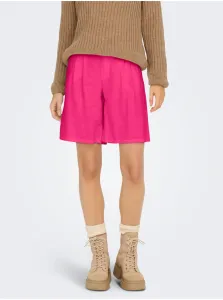Dark pink women's linen shorts ONLY Caro - Women #6846171