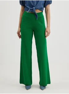 Zelené dámske rebrované široké nohavice ONLY Cata - ženy