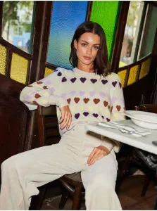Creamy Women's Patterned Sweater ONLY Heartbeat - Women